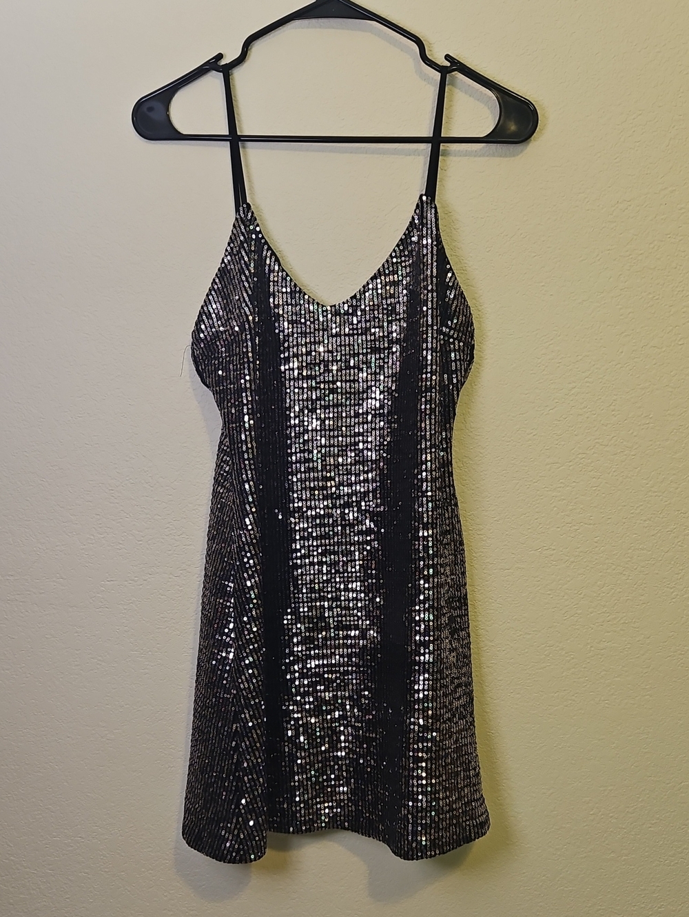 Sage Black & Silver Sequin Slip Mini Dress Party Cocktail